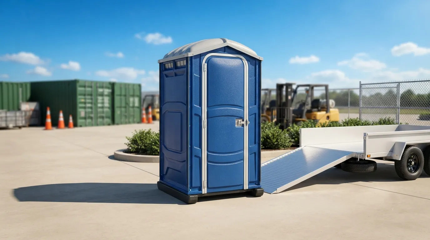 Portable restroom units delivered on a Beaumont, TX work zone